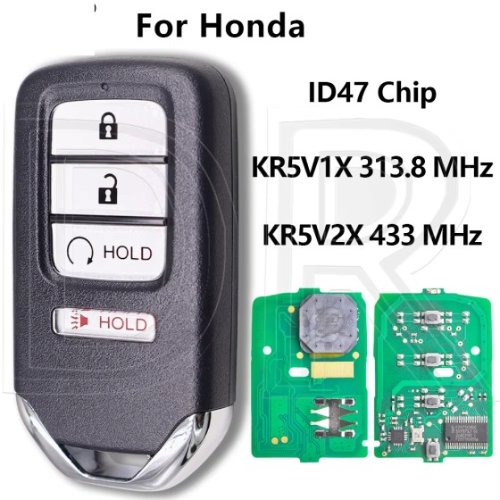 2017-2019 Honda Ridgeline / 4-Button Smart Key / PN: 72147-T6Z-A11 / KR5V2X (AFTERMARKET)